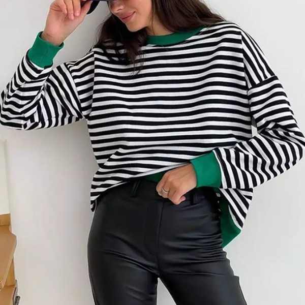 pull marinière bleu et vert femme