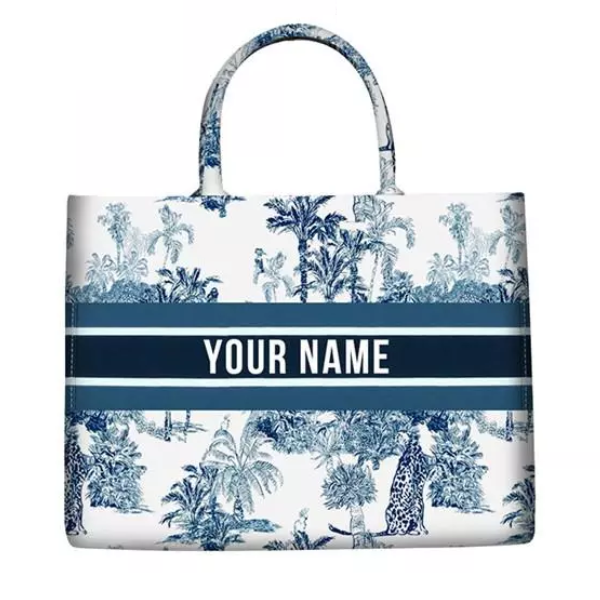 cabas bleu savane personnalisable vintage