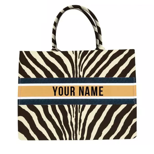 cabas imprimé zèbre luxe personnalisable vintage