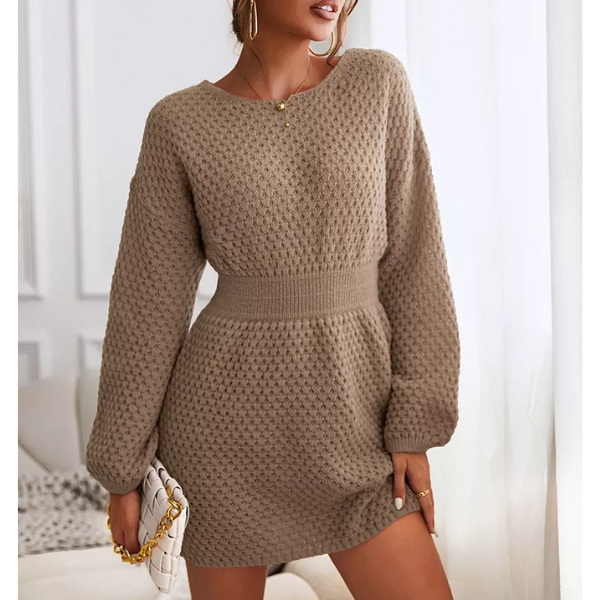 robe courte en laine camel