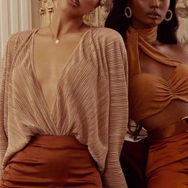 body chic brillant à manches longues femme pour occasion