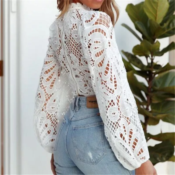 blouse dentelle blanche femme mode pas chère