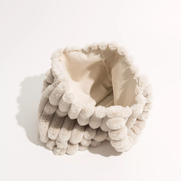 sac à main fourrure beige