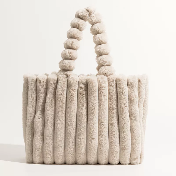 sac à main fourrure beige chic luxe