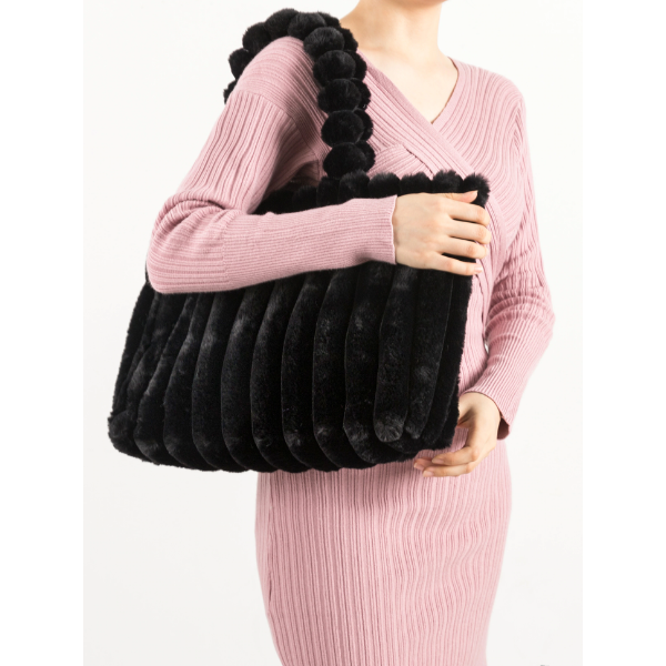 sac à main fourrure noir tendance