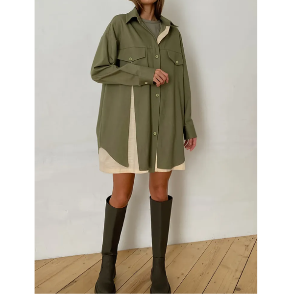 robe chemise kaki femme tendance (2)