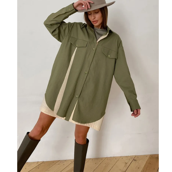 robe chemise kaki femme