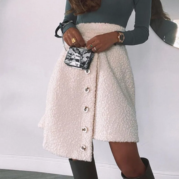mini jupe trapèze en tissus mouton femme tendance