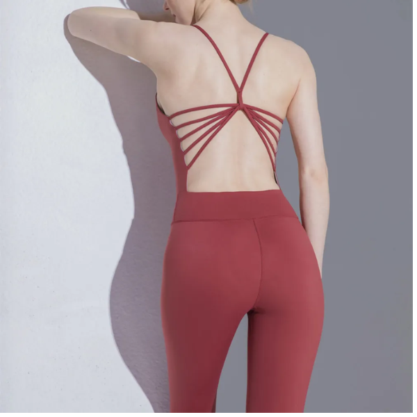 combinaison de yoga danse rouge dos nu