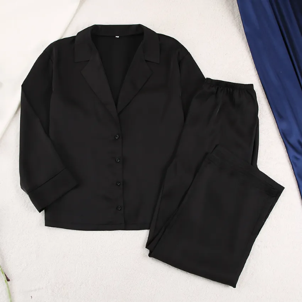 pyjama noir en satin femme pas cher