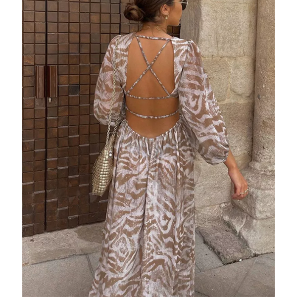 robe longue imprimée dos nu originale occasion