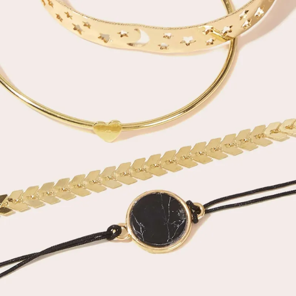 ensemble de bracelets fantaisie et jonc doré