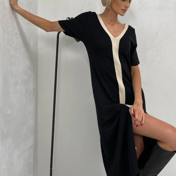 robe longue noire et blanche femme