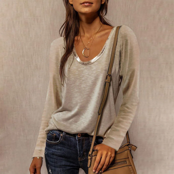 t-shirt manches longues beige femme