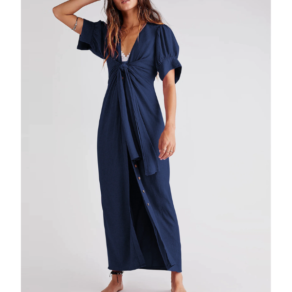 robe longue bleu marine printemps été 2023