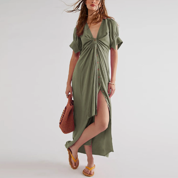robe longue vert kaki