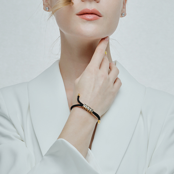 bracelet cordon noir or léopard bijou fantaisie luxe