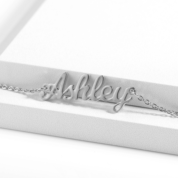 bracelet de cheville prénom personnalisé argent acier inoxydable