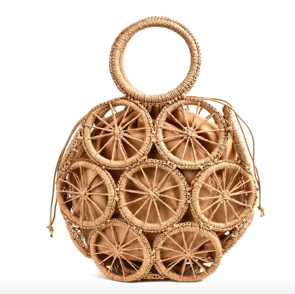 Sac à main paille tissé brown