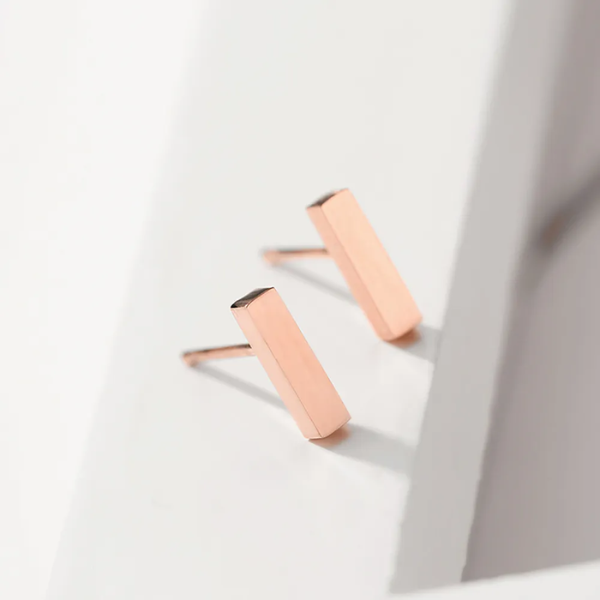 boucles doreilles puces or rose en acier inoxydable