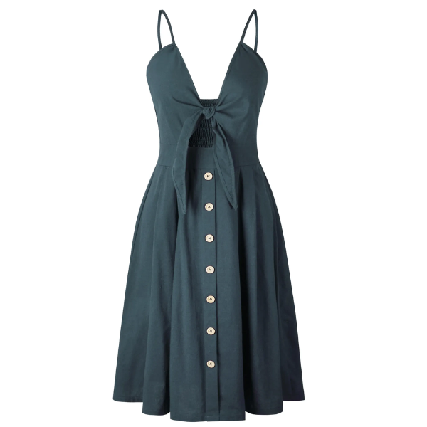 robe à bretelles mi longue bleue femme