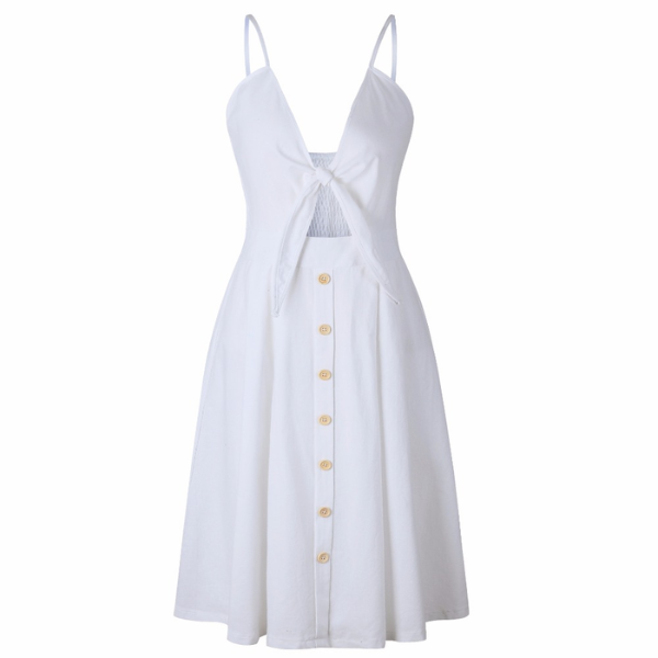 robe à bretelles mi longue blanche femme