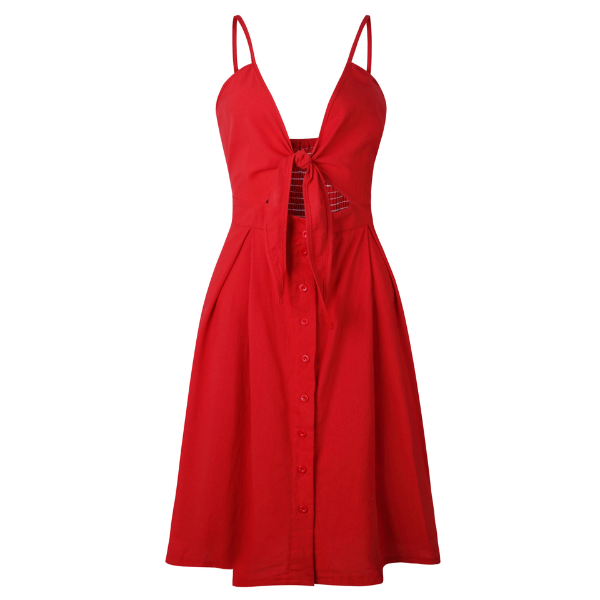robe midi à bretelles tendance été 2023 femme rouge
