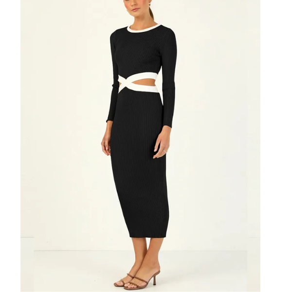 robe longue ajourée tendance noire
