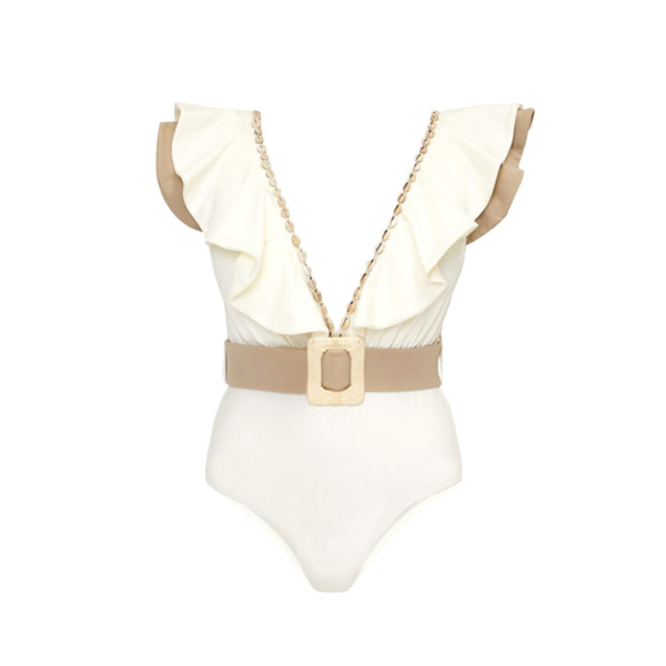 maillot de bain une pièce femme blanc à volants chic 2023