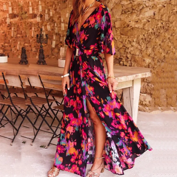 robe longue imprimée fleurie