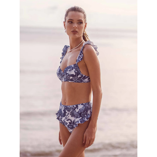 maillot de bain imprimé vintage à volants deux pièces
