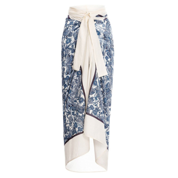 paréo vintage imprimé bleu femme