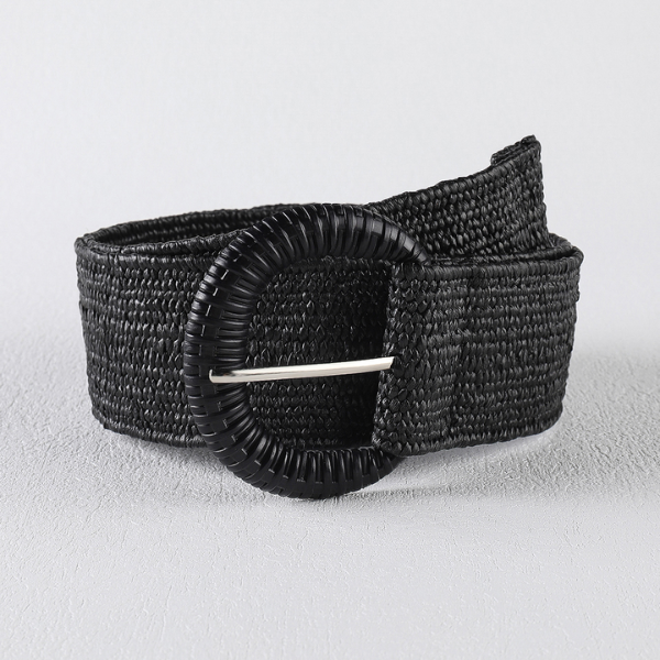 ceinture tressée naturelle noire en raffia