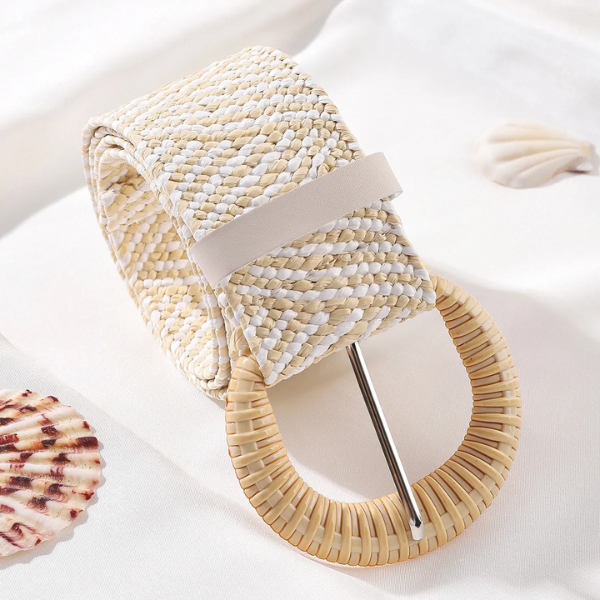 ceinture tressée naturelle raffia beige blanc