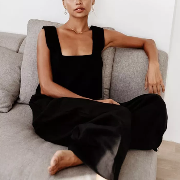 ensemble deux pièces noir en lin tendance femme printemps 2023