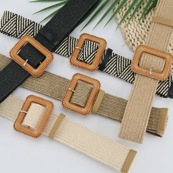 ceinture carrée tressée en paille