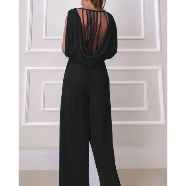 combinaison pantalon noire dos nu drapé chic femme