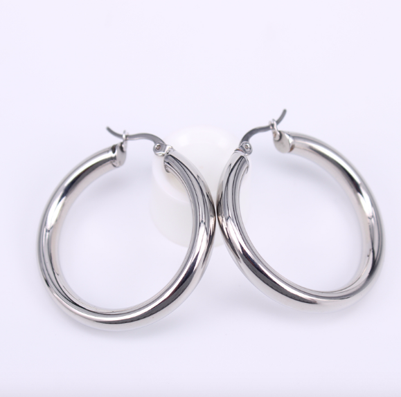 créoles argentées acier inoxydable 40mm
