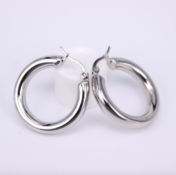 créoles argent acier inoxydable 30mm