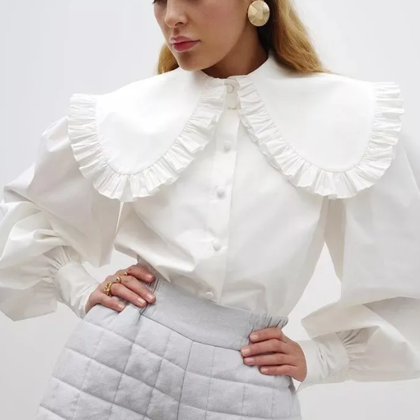 chemisier blanc à volants vintage femme