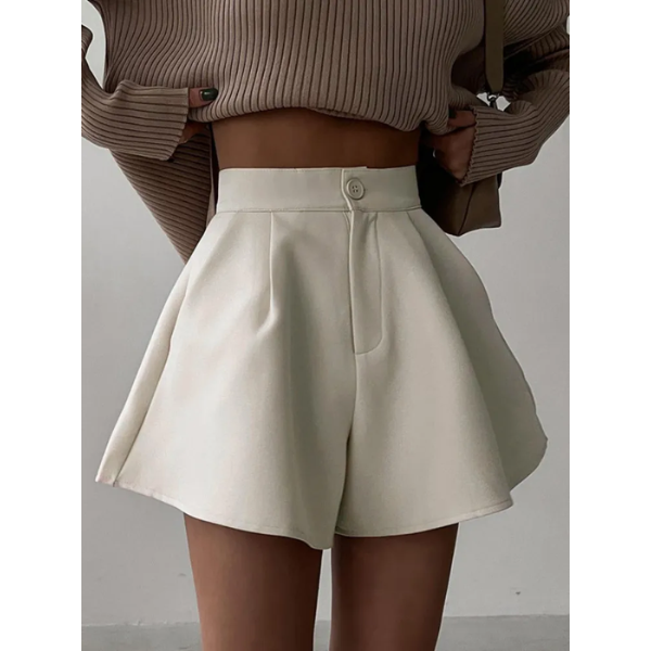 short taille haute uni blanc crème