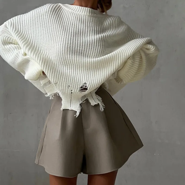 short taille haute uni camel  femme