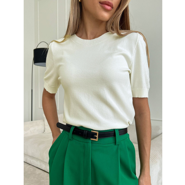 t-shirt en laine tricoté blanc femme intemporel