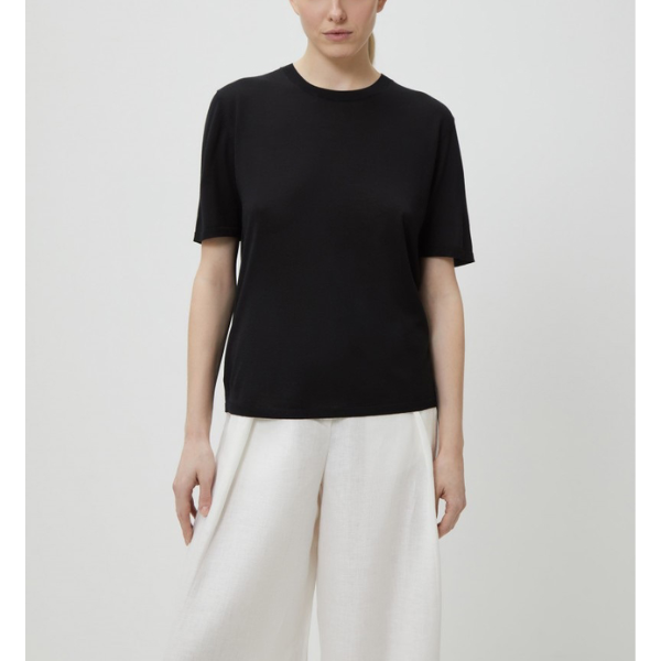 t-shirt en laine tricoté noir femme