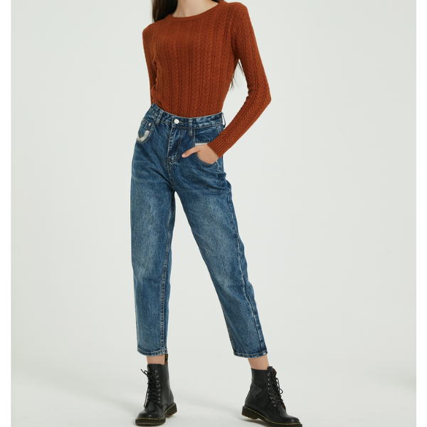jean bleu carotte femme