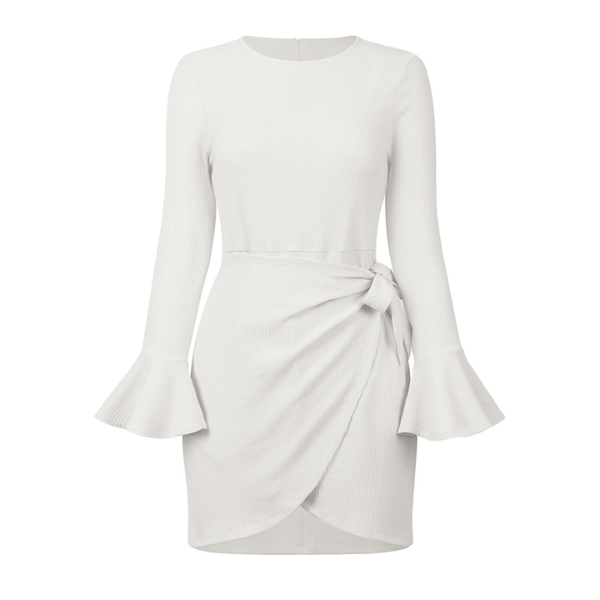 mini robe blanche chic jupe croisée