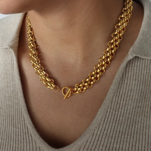 Box bijoux maille gourmette plaqué or collier bracelet