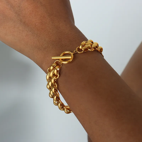 joli bracelet plaqué or en maille gourmette