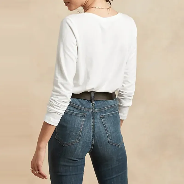 T-shirt à manches longues blanc coton femme