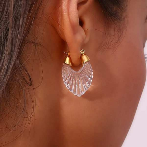 boucles doreilles créoles en résine transparente